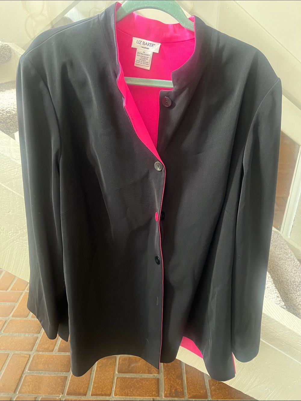 Vintage Mandarin collar reversible jacket 2X